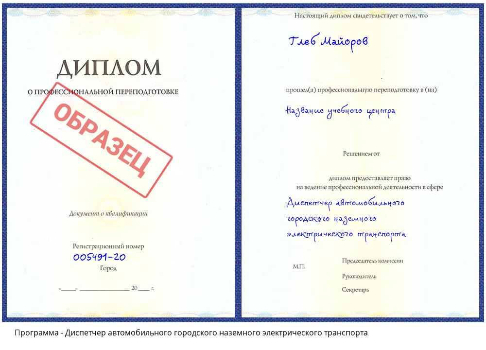 Диспетчер автомобильного городского наземного электрического транспорта Рязань