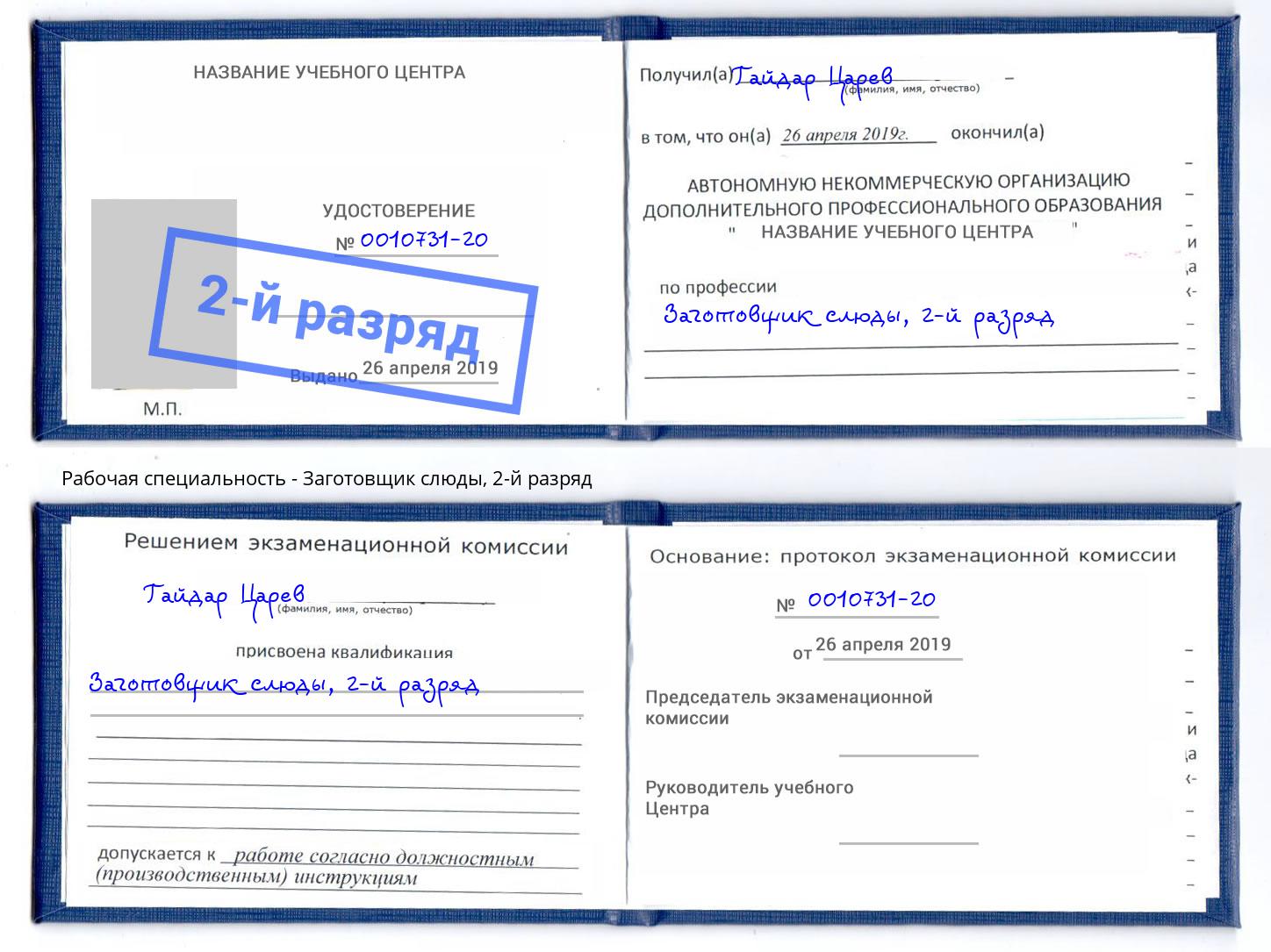 корочка 2-й разряд Заготовщик слюды Рязань